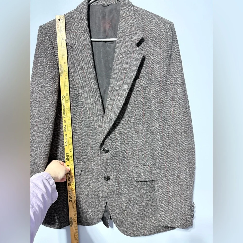 Elegant charcoal and brown with burgundy pinstripe Men's Blazer - Picture 15 of 15